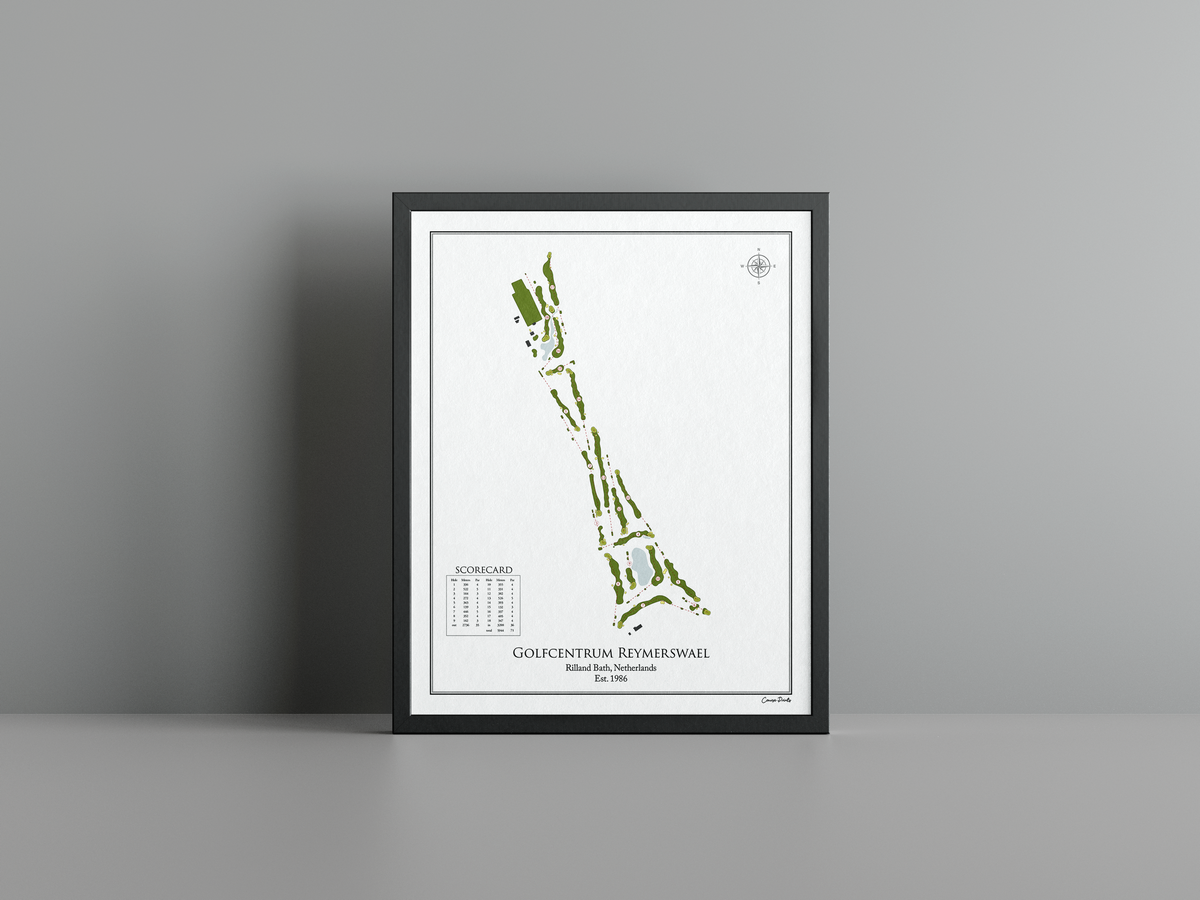 Reymerswael Golf Club golf course print, white frame