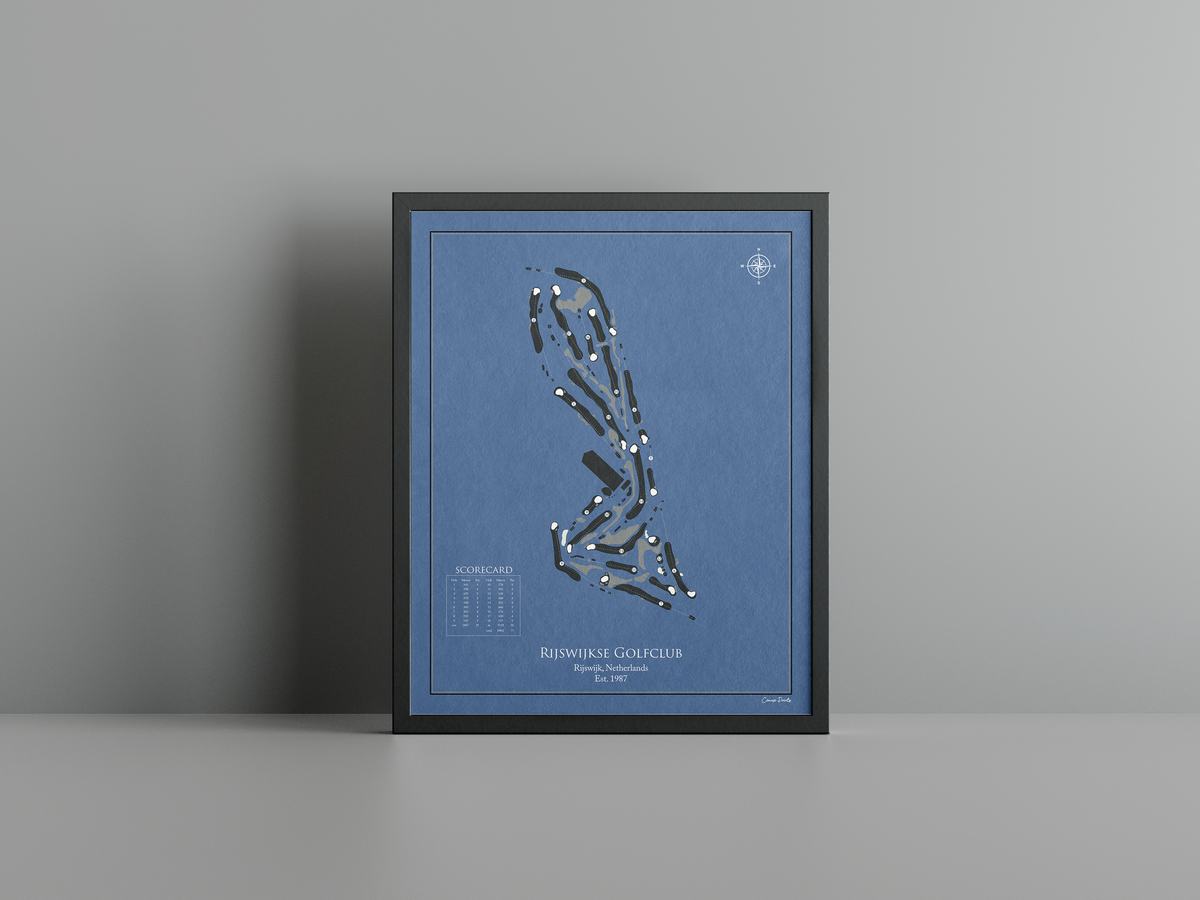 Rijswijkse Golfclub golf course print, navy frame