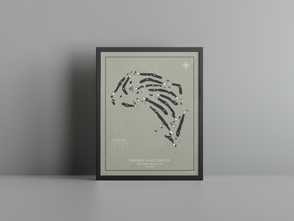 Ringway Golf Club Ltd golf course print, brown frame