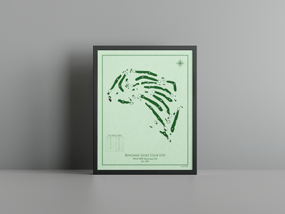 Ringway Golf Club Ltd golf course print, green frame