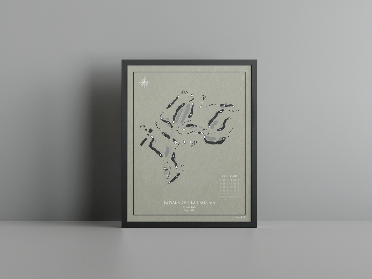 Royal Golf La Bagnaia golf course print, brown frame