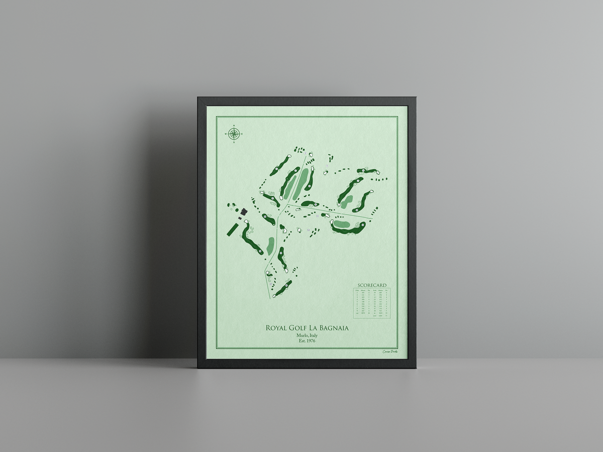 Royal Golf La Bagnaia golf course print, green frame
