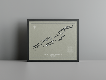Royal Ostend Golf Club golf course print, brown frame