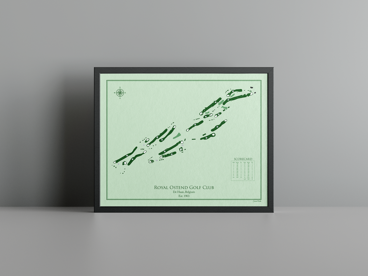 Royal Ostend Golf Club golf course print, green frame