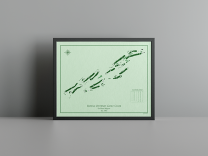 Royal Ostend Golf Club golf course print, green frame