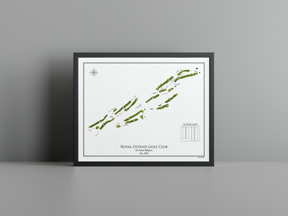 Royal Ostend Golf Club golf course print, white frame
