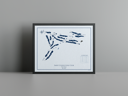 Saint Cloud Golf Club golf course print, blue frame