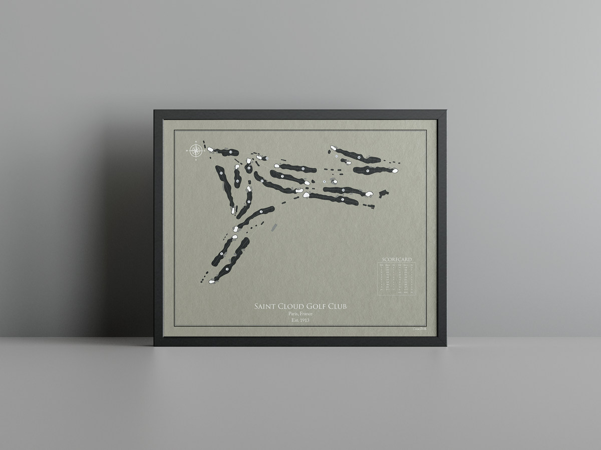 Saint Cloud Golf Club golf course print, brown frame
