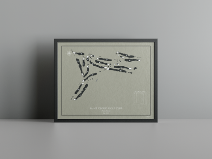 Saint Cloud Golf Club golf course print, brown frame