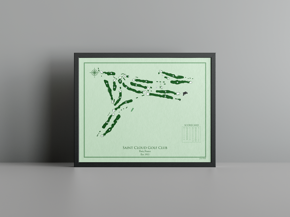 Saint Cloud Golf Club golf course print, green frame