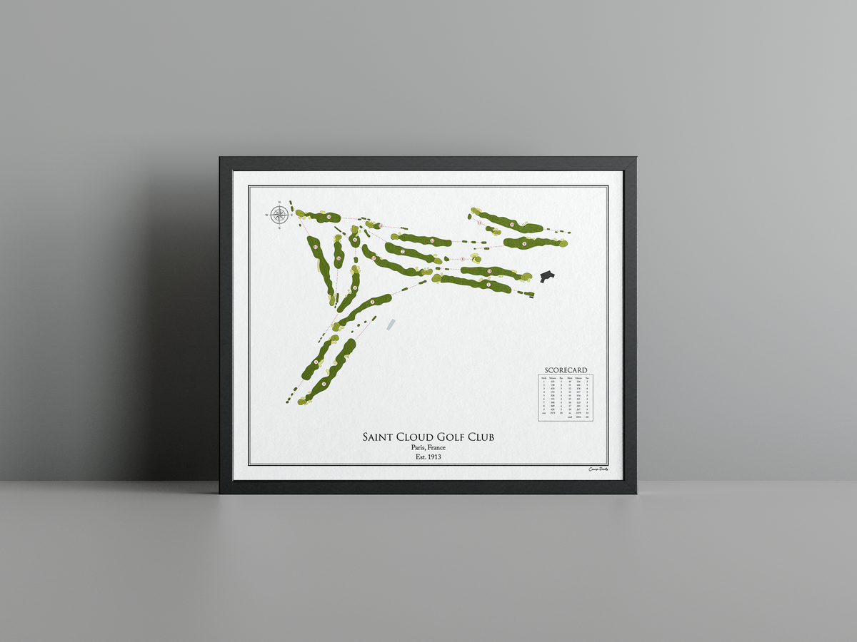 Saint Cloud Golf Club golf course print, white frame