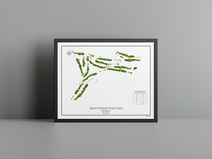Saint Cloud Golf Club golf course print, white frame