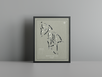 Saunton East Course golf course print, brown frame