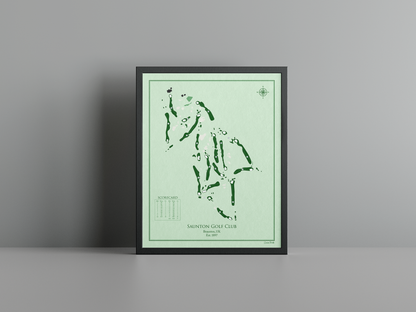 Saunton East Course golf course print, green frame