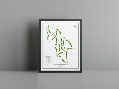 Saunton East Course golf course print, white frame