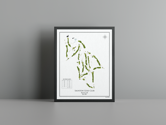 Saunton East Course golf course print, white frame