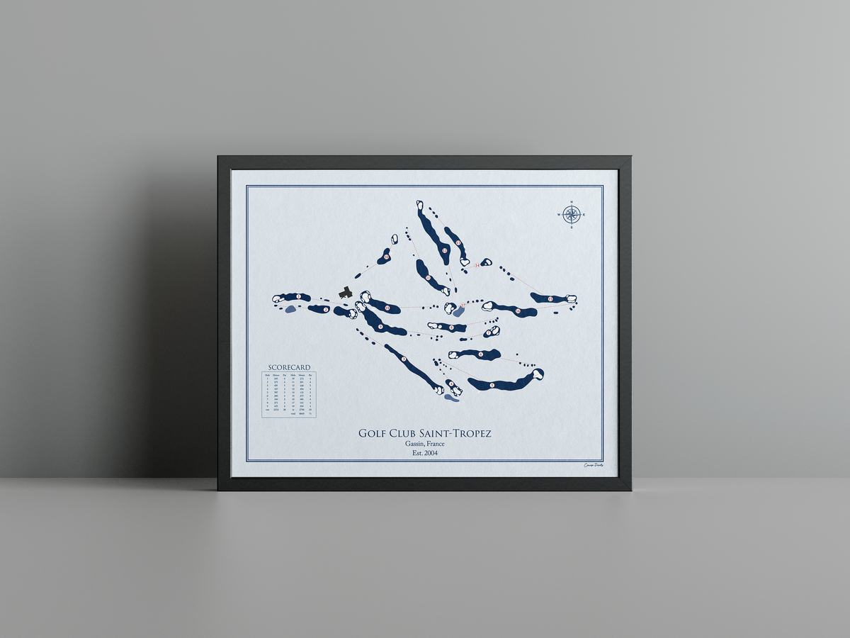 Golf Club St. Tropez golf course print, blue frame