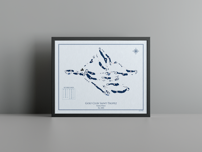 Golf Club St. Tropez golf course print, blue frame