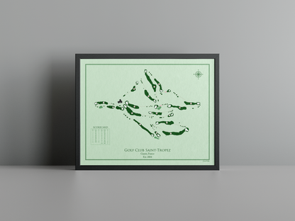 Golf Club St. Tropez golf course print, green frame