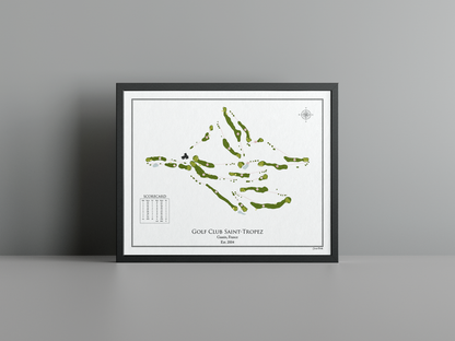 Golf Club St. Tropez golf course print, white frame