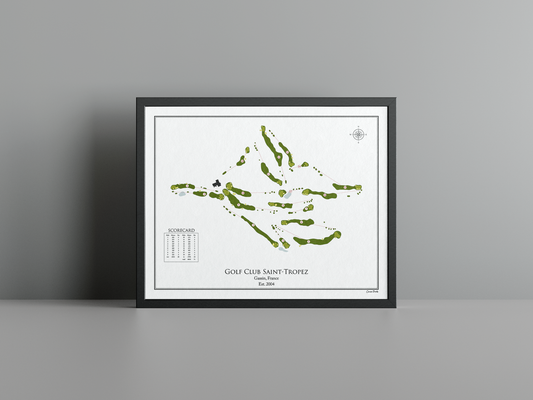 Golf Club St. Tropez golf course print, white frame