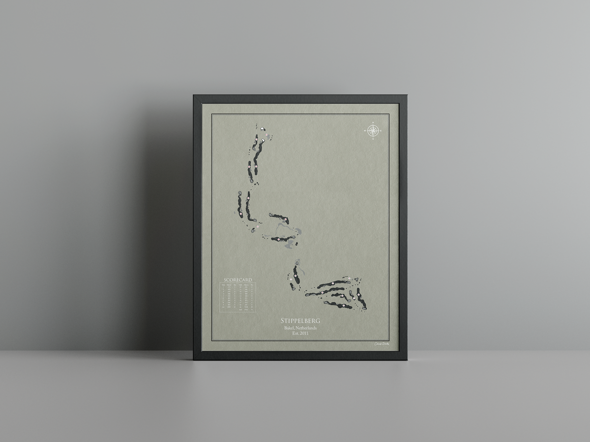Stippelberg - Championship Course golf course print, brown frame