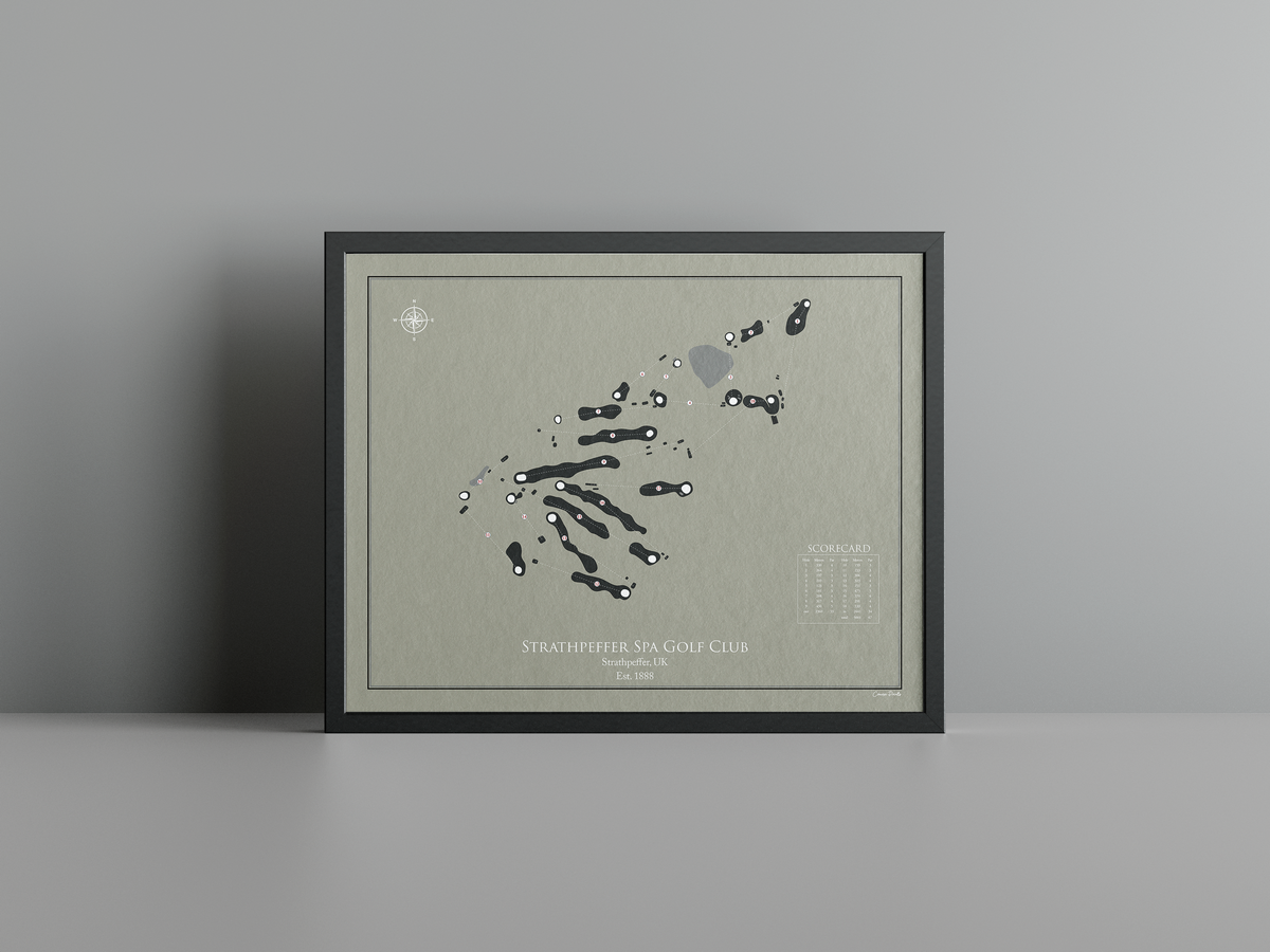 Strathpeffer Spa Golf Club golf course print, brown frame
