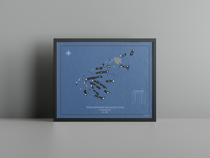 Strathpeffer Spa Golf Club golf course print, navy frame