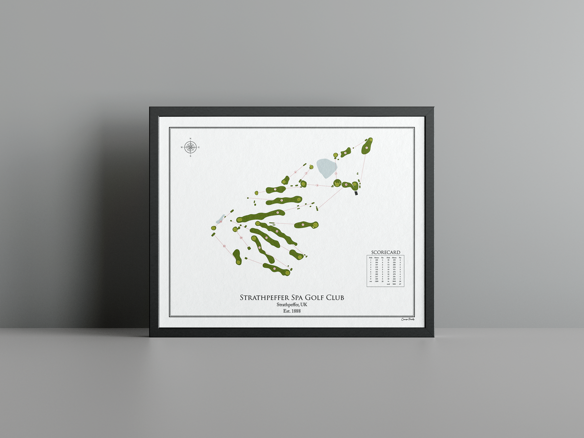 Strathpeffer Spa Golf Club golf course print, white frame