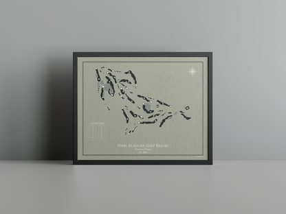 Terre Blanche Golf Resort golf course print, brown frame