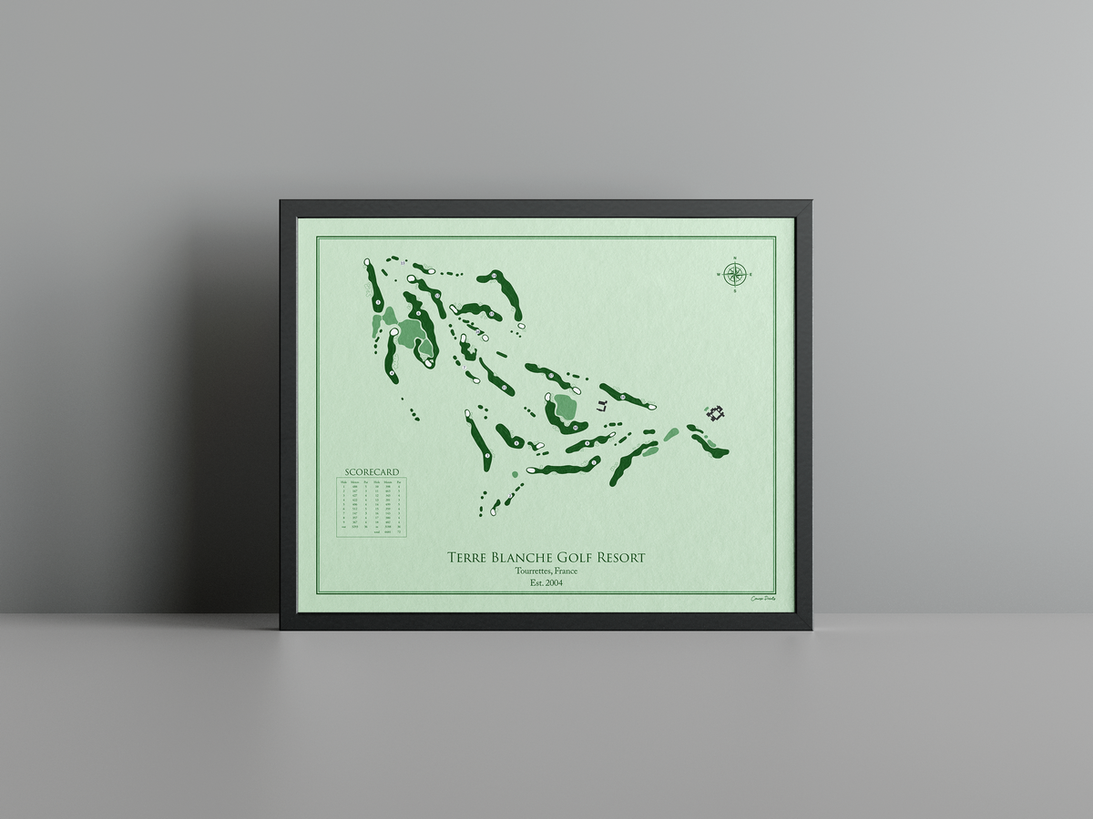Terre Blanche Golf Resort golf course print, green frame