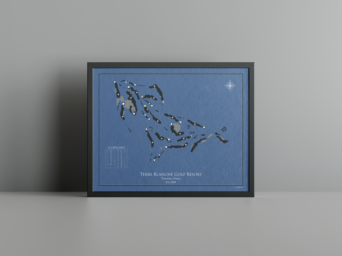 Terre Blanche Golf Resort golf course print, navy frame