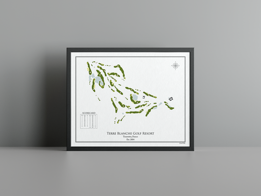 Terre Blanche Golf Resort golf course print, white frame