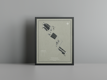 Tespelduyn Golfclub golf course print, brown frame