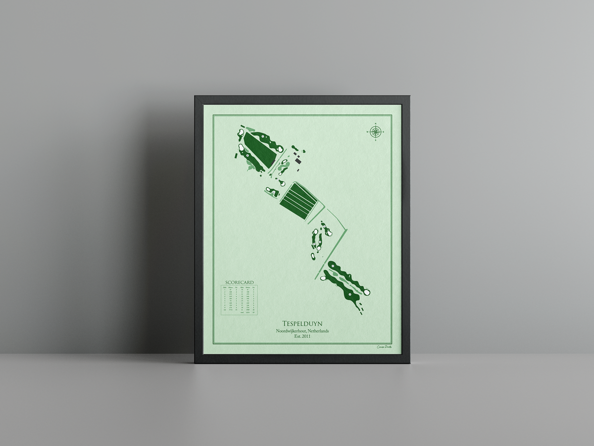 Tespelduyn Golfclub golf course print, green frame