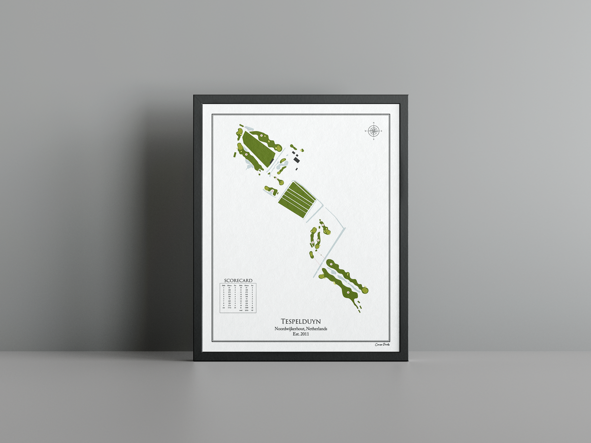 Tespelduyn Golfclub golf course print, white frame