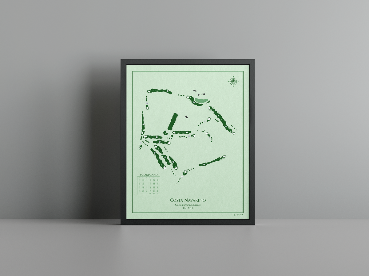 The Bay Course golf course print, green frame
