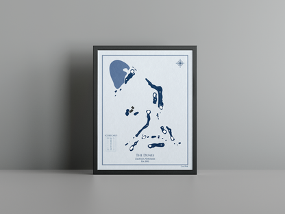 The Dunes golf course print, blue frame