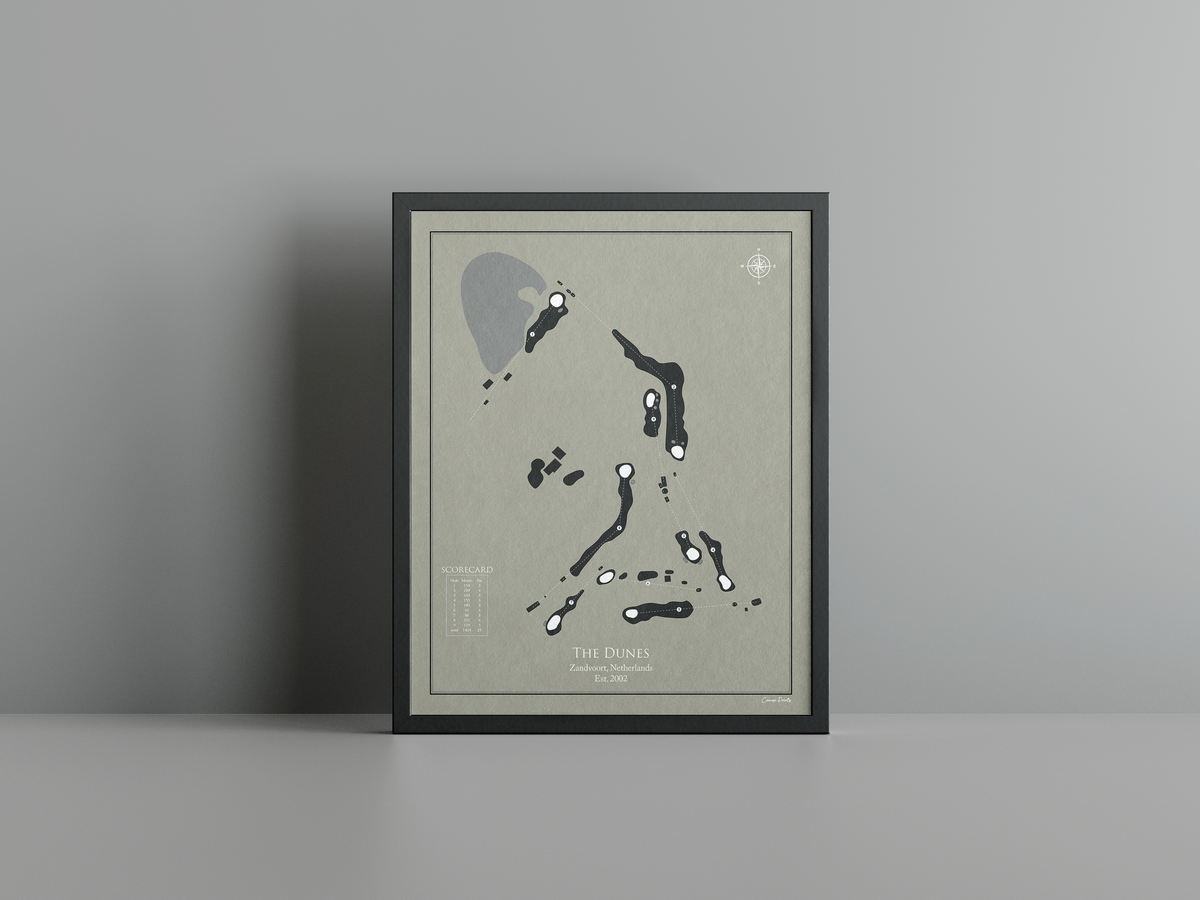The Dunes golf course print, brown frame