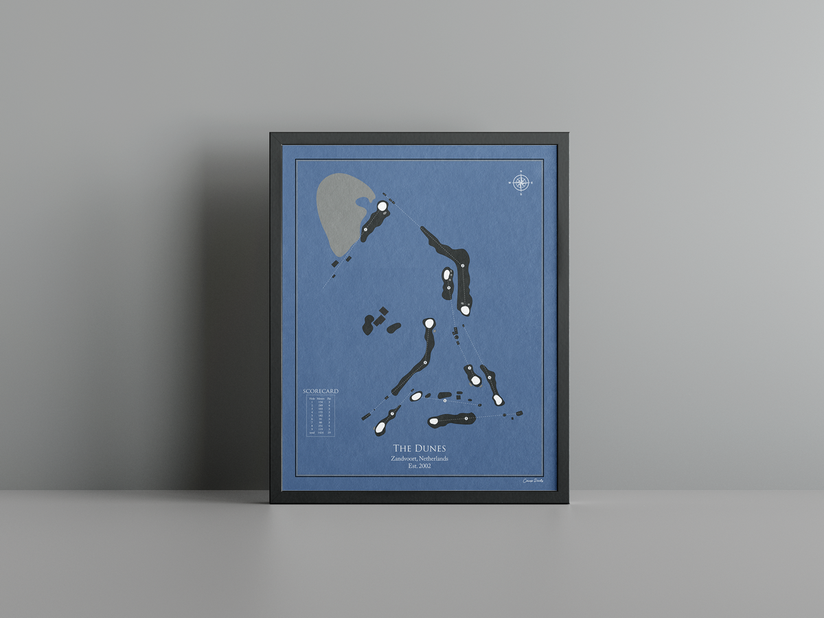 The Dunes golf course print, navy frame