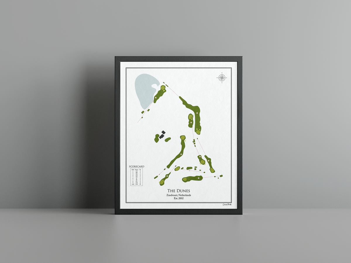 The Dunes golf course print, white frame