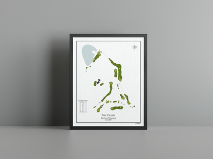 The Dunes golf course print, white frame