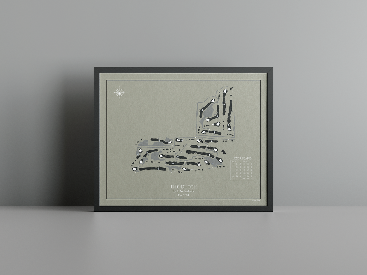 The Dutch golf course print, brown frame
