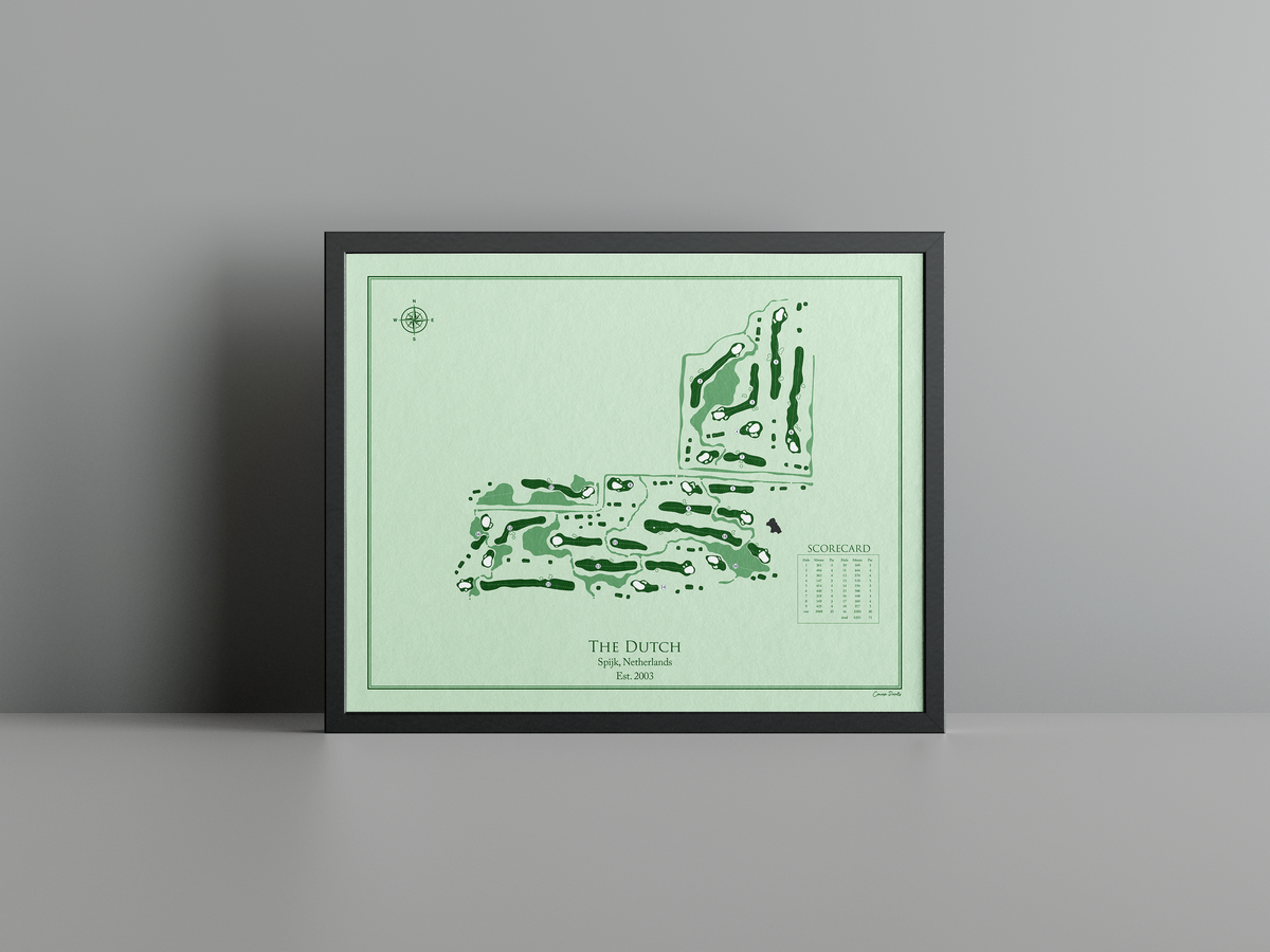 The Dutch golf course print, green frame