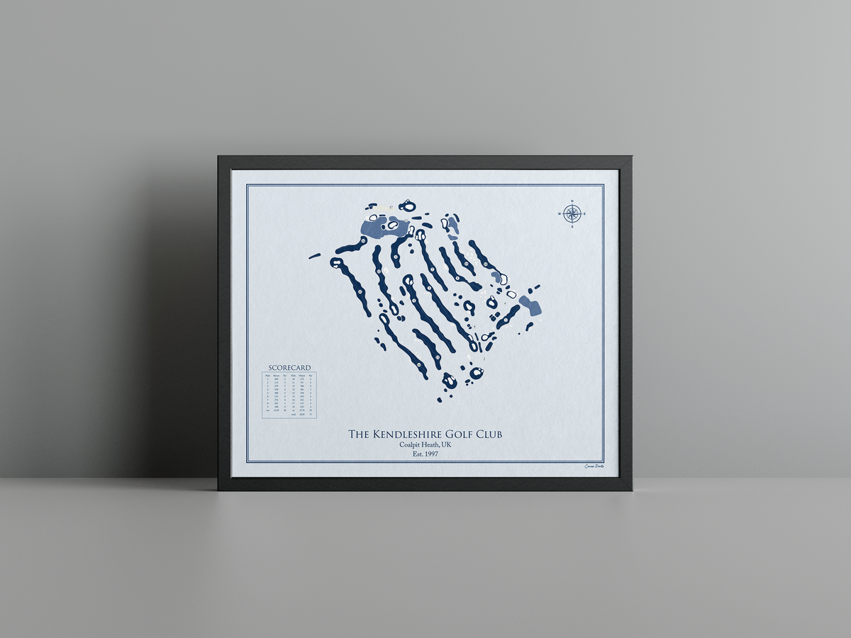 The Kendleshire Golf Club golf course print, blue frame