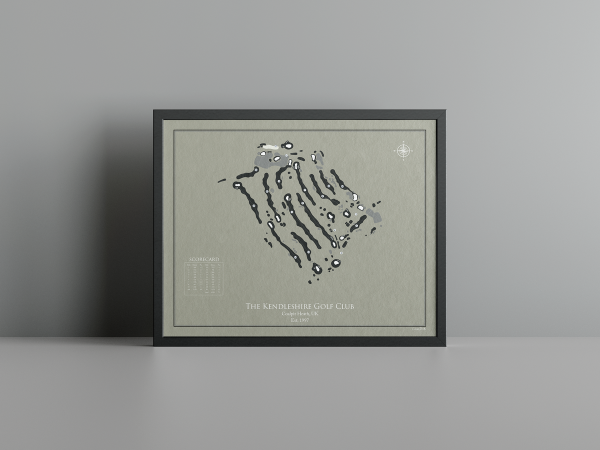 The Kendleshire Golf Club golf course print, brown frame
