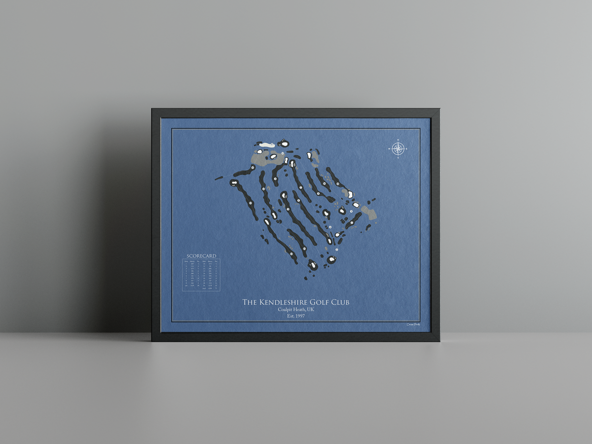The Kendleshire Golf Club golf course print, navy frame