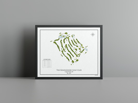 The Kendleshire Golf Club golf course print, white frame