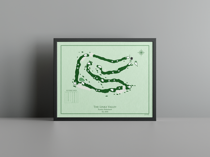 The Links Valley golf course print, green frame