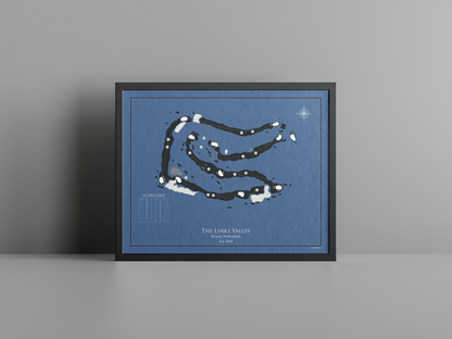 The Links Valley golf course print, navy frame